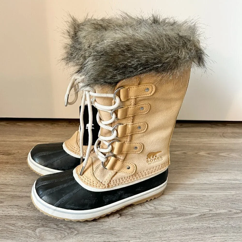 Sorel Women's Joan of Arctic Faux Fur Waterproof Snow Boot in Honest Beige NWT